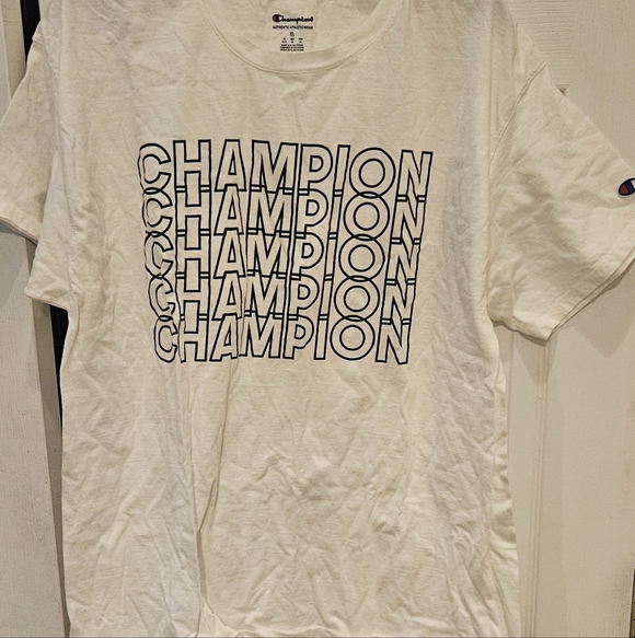 Champion White Tee with Repeated Logo - Picture 3 of 4